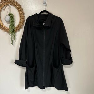 Vintage Maralyce Ferree of Maine Oversized Black Trench Coat, Knee Length, M/L